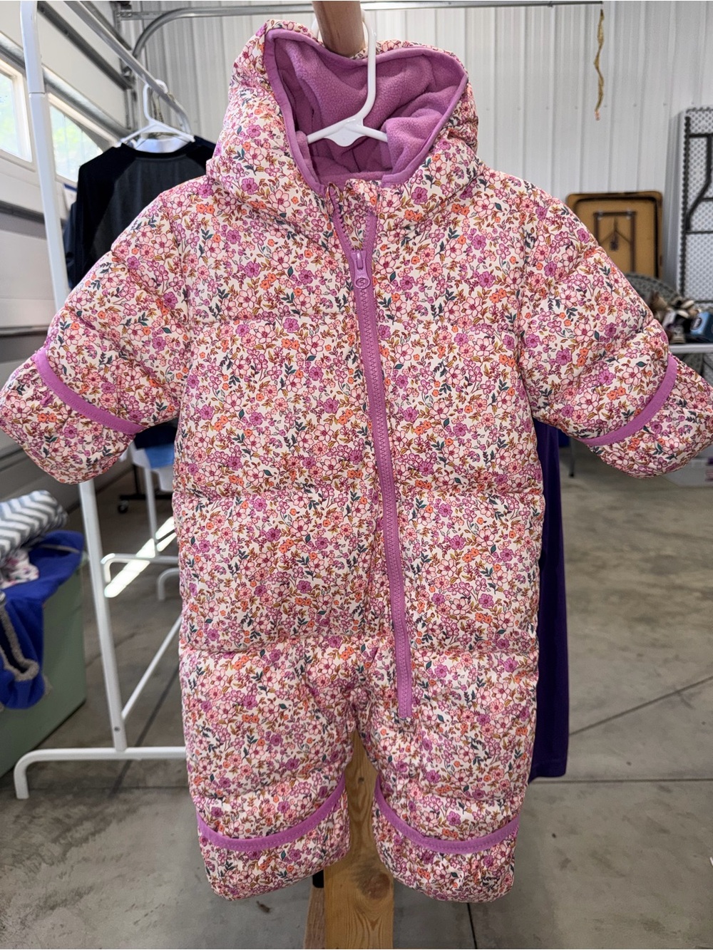 Floral Puffer Baby Snowsuit